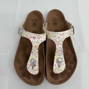 Birkenstock Gizeh Faux Leather Flip Flop thongs Sandals size 39 Floral